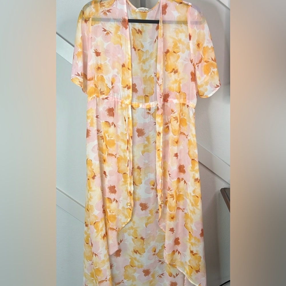 Liberty Love duster kimono robe cover up cardigan boho beauty XL